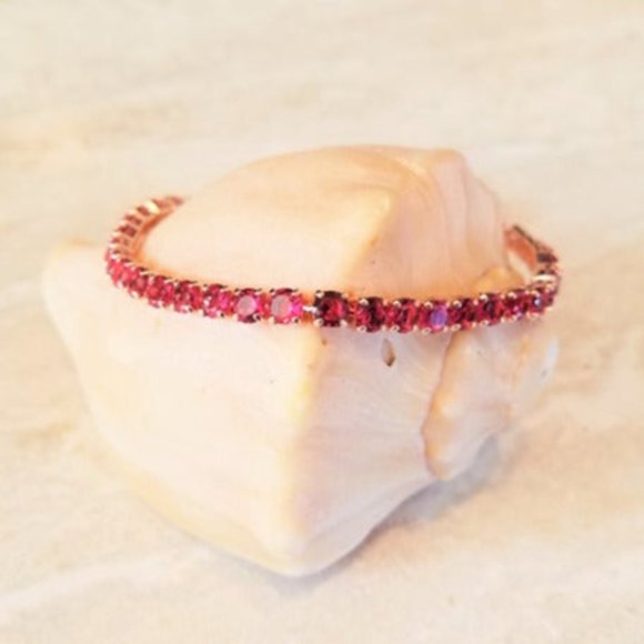 2ct Pink Ruby Gemstone Tennis Bracelet 18K Rose Gold Womens Ladies Jewelry 2 ct